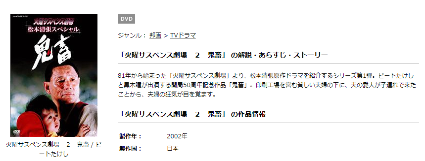 ドラマ 松本清張スペシャル 鬼畜 ビートたけし の動画を無料で見れる動画配信まとめ ドラマの森 最新無料動画まとめ