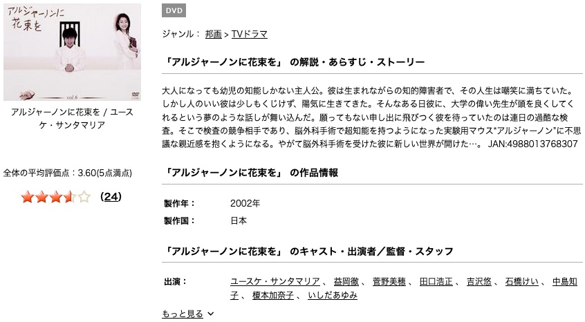 ドラマ アルジャーノンに花束を２００２の動画を無料で見れる動画配信まとめ ドラマの森 最新無料動画まとめ